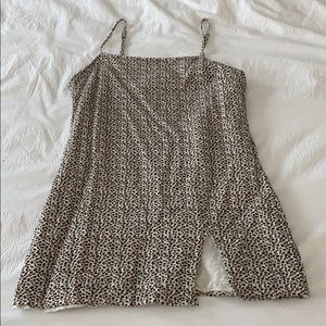 Linen slit mini dress